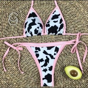 Cow print bathing suit